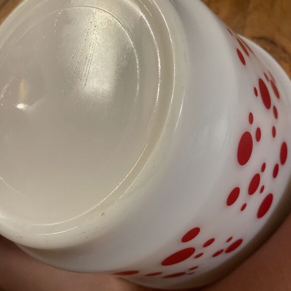 Vintage HAZEL ATLAS 10” RED POLKA DOT Punch Mixing BOWL 50’s MCM EUC - Picture 10 of 10